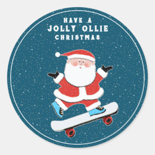 Skateboarder Skateboarding Weihnachten Runder Aufkleber
