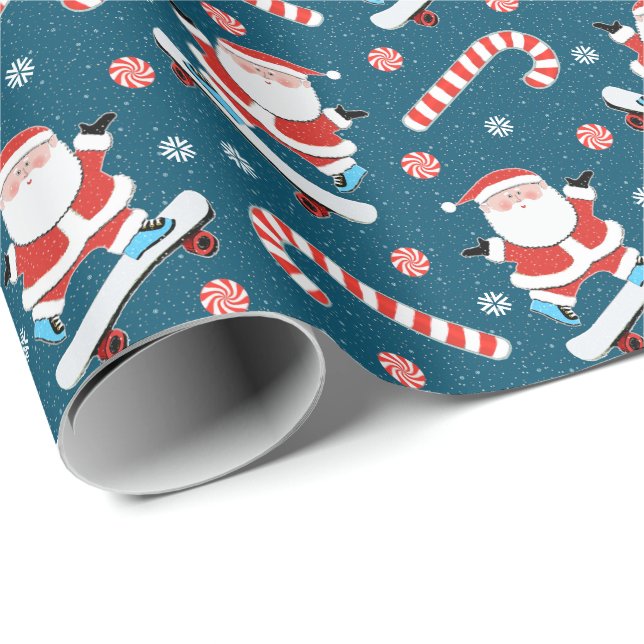 Skateboarder Vacances Papier cadeau enveloppant (Coin rond)