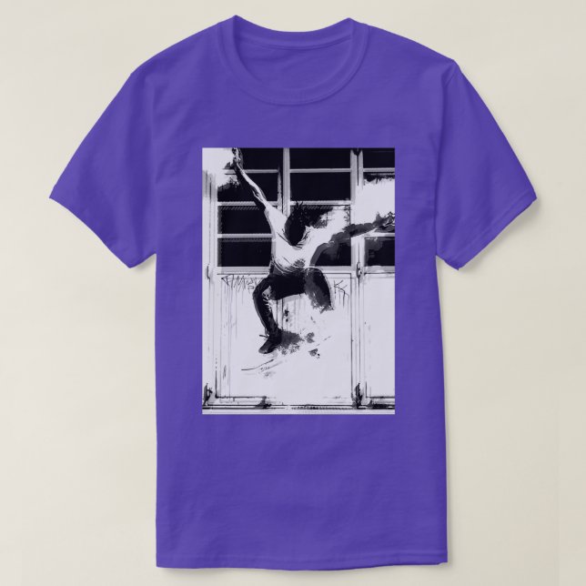 Skateboarding Art Black and White T-Shirt (Design vorne)