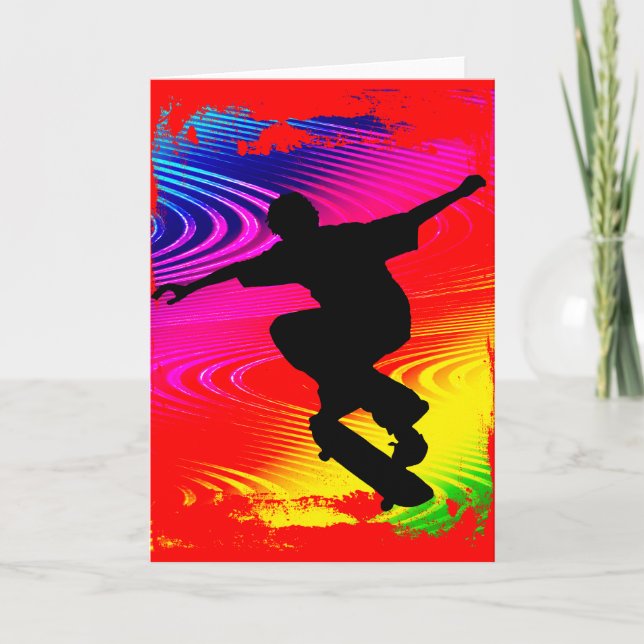 Skateboarding auf der Regenbogenhalle Karte (Vorderseite)