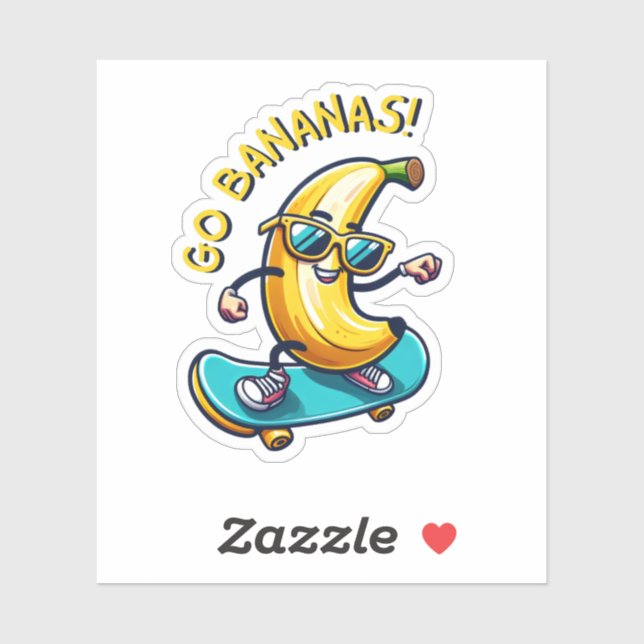 Skateboarding Banana Fun Aufkleber (Blatt)