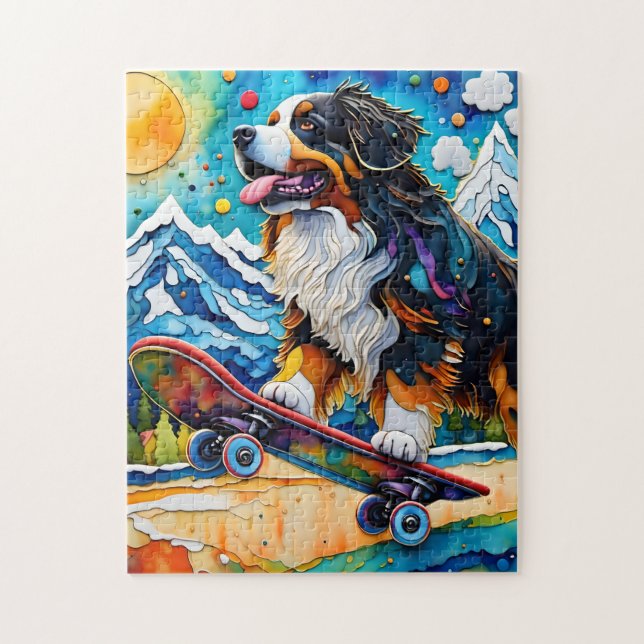 Skateboarding Bernese Mountain Hund (Vertikal)