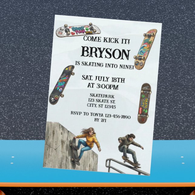 Skateboarding Birthday with Skateboards Einladung (Von Creator hochgeladen)