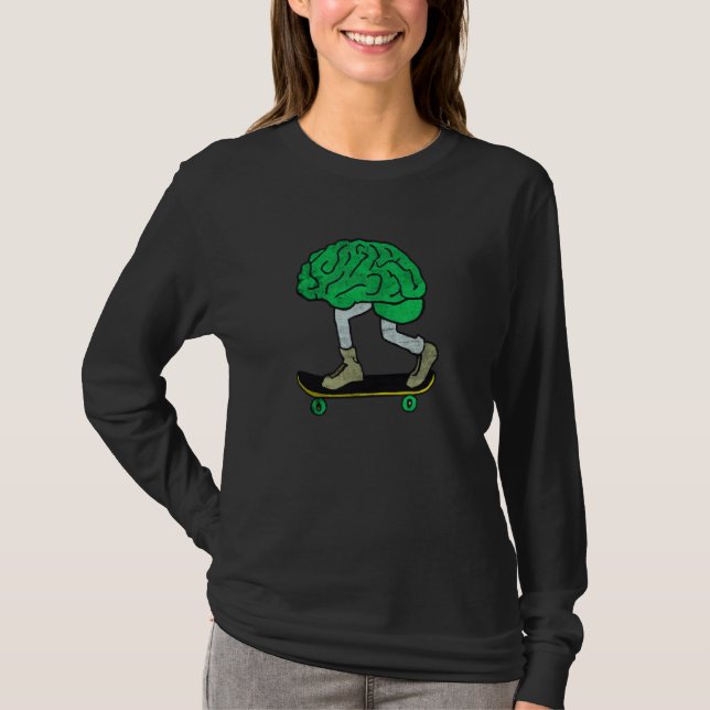 Skateboarding Brain Skateboard Skateboarder T-Shirt (Vorderseite)