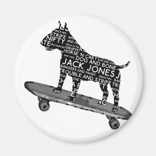 Skateboarding Bull Terrier Cocney Londoner Slang Magnet