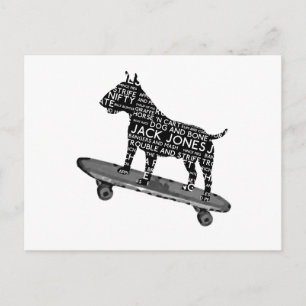 Skateboarding Bull Terrier Cocney Londoner Slang Postkarte