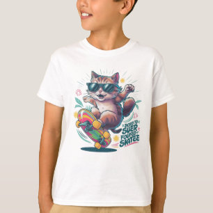 Skateboarding Cat Geboren zu surfen, Zwangskatze S T-Shirt