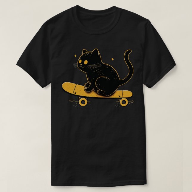 Skateboarding Cat Geschenke Funny Cat T-Shirt (Design vorne)