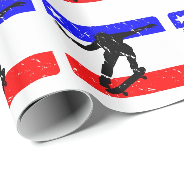 Skateboarding Flair der Freiheit Geschenkpapier (Rolleneckpunkt)
