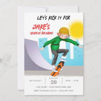 Skateboarding Foto Skate Park Boy Geburtstagsparty Einladung