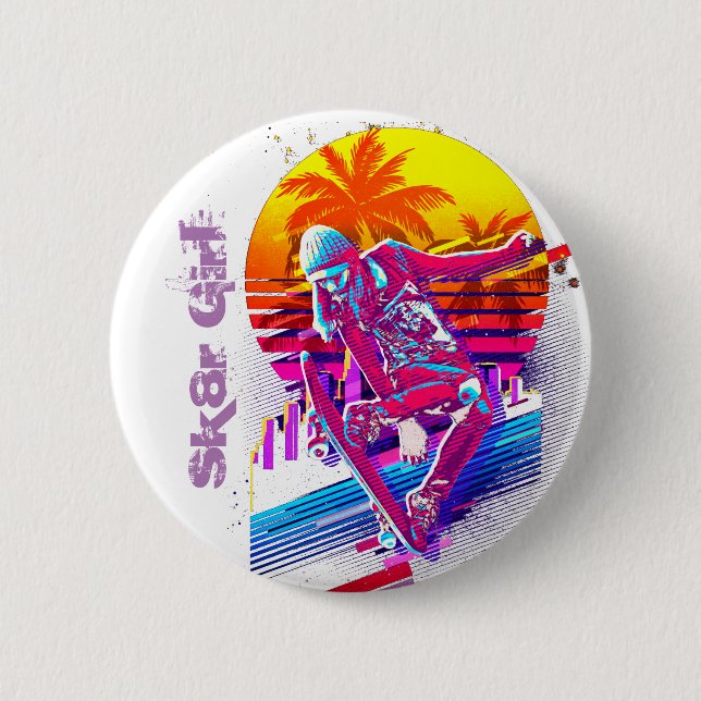 Skateboarding Girl Button (Vorderseite)