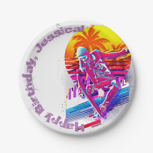Skateboarding Girl Pappteller (Vorderseite)
