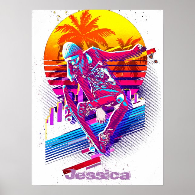 Skateboarding Girl Poster (Vorne)