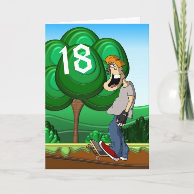 Skateboarding glücklicher 18. Geburtstag Karte (Vorderseite)