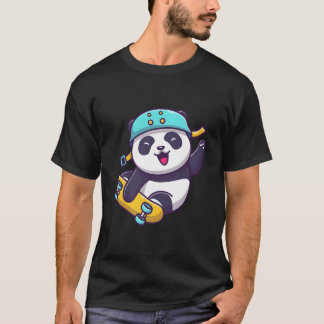 Skateboarding Glücklicher Panda Skateboard Sportli T-Shirt