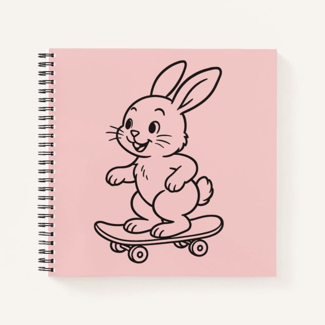 Skateboarding-Hase Notizbuch (Vorderseite)