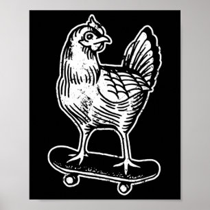 Skateboarding-Huhn auf einem Skateboard-Internet-M Poster
