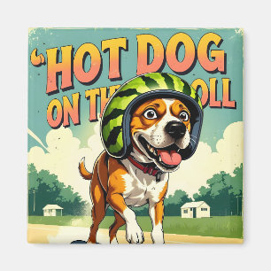 Skateboarding Hund Sommer Lustig Retro Strand  Magnet