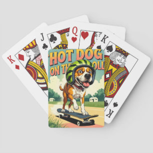 Skateboarding-Hund Sommer Lustig Retro-Strand Spielkarten