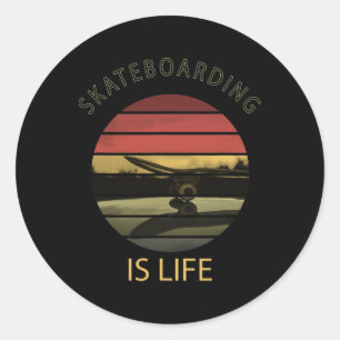 Skateboarding ist Leben - Lustiger Retro-Skateboar Runder Aufkleber