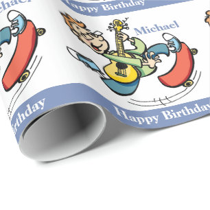 Skateboarding Kid Personalisiert Geschenkpapier