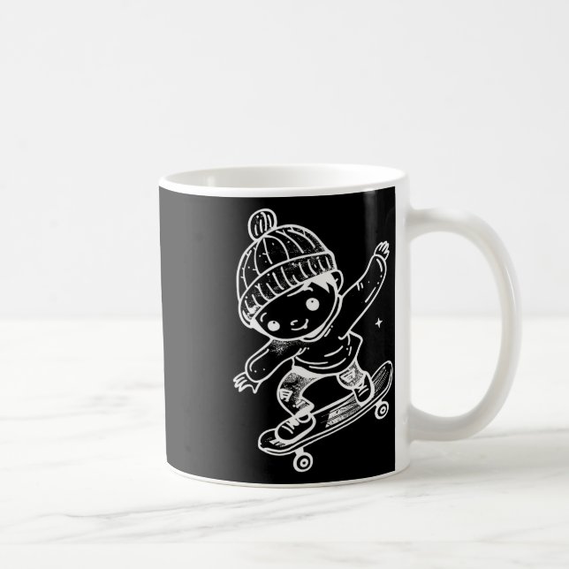 Skateboarding-Kind-Comic-Freizeitsport  Kaffeetasse (Rechts)