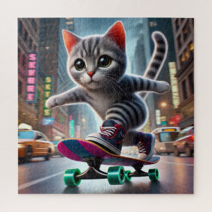 Skateboarding Kitty Puzzle