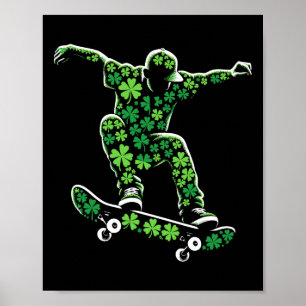 Skateboarding Kleeblatts Jungs Kinder Mens St Patr Poster