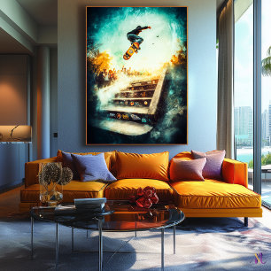 Skateboarding-Legende - Dynamische Sportkunst - Ur Leinwanddruck