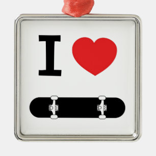 Skateboarding Liebe I Silbernes Ornament