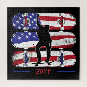 Skateboarding Men - USA American Flag