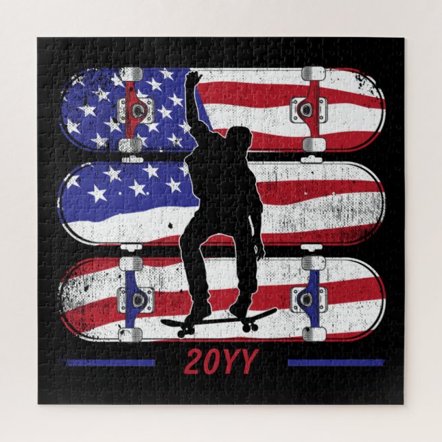 Skateboarding Men - USA American Flag (Vertikal)