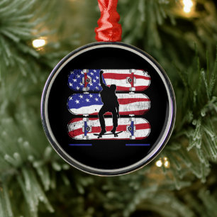 Skateboarding Men - USA American Flag Ornament Aus Metall