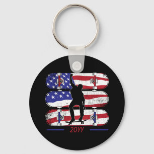 Skateboarding Men - USA American Flag Schlüsselanh Schlüsselanhänger