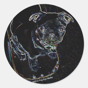 Skateboarding Mops-Aufkleber Runder Aufkleber