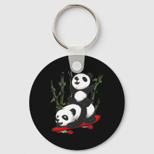 Skateboarding-Panda-Bär-Wilder-Lustiger-Panda-Skat Schlüsselanhänger