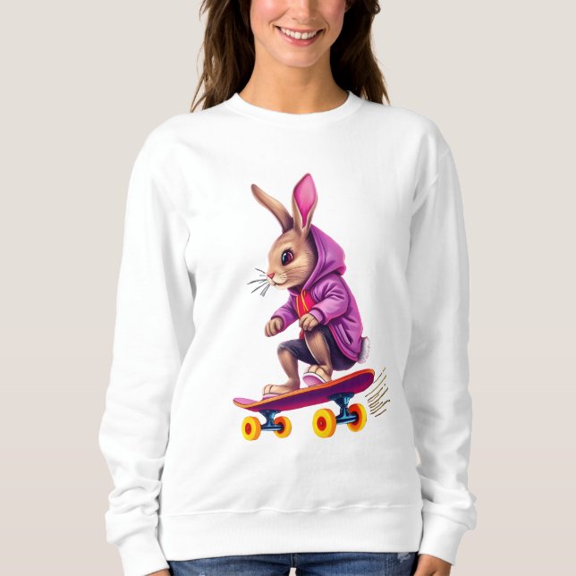 Skateboarding Rabbit Hoodie (Vorderseite)