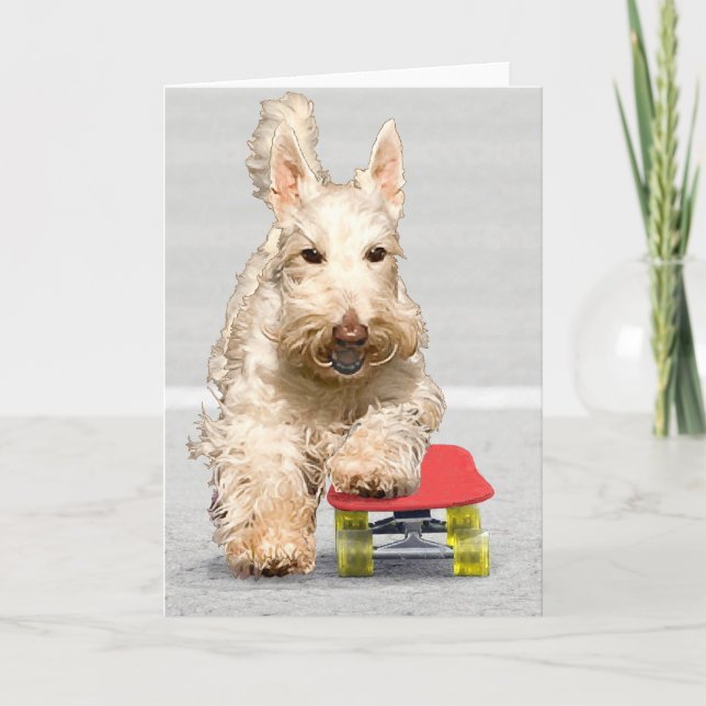 Skateboarding Scottish Terrier Grußkarte Karte (Vorderseite)