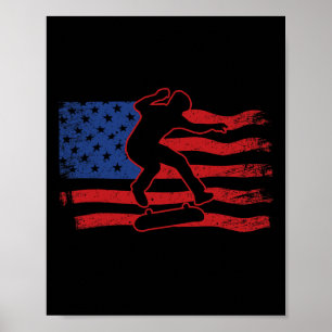 Skateboarding Skate Skateboard USA-Flagge Poster