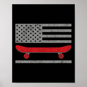 Skateboarding Skateboard Amerikanische Flagge Skat Poster