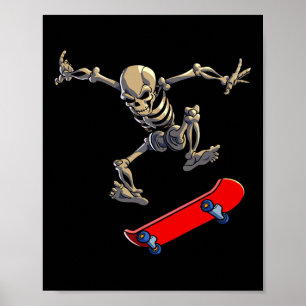 Skateboarding Skelett Männer Jungen Skater Skatebo Poster