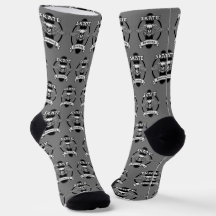 Skateboarding Skull Wings Design auf grauen Socken