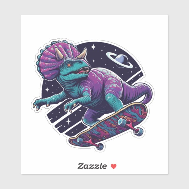Skateboarding Space Dinosaurier Aufkleber (Blatt)