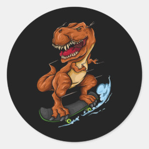 Skateboarding T-Rex - Süßer Trex Dinosaur Skateboa Runder Aufkleber