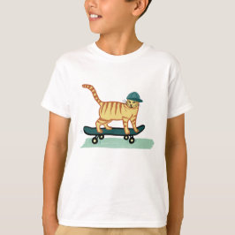 Skateboarding Tabby Cat Niedlich T-Shirt