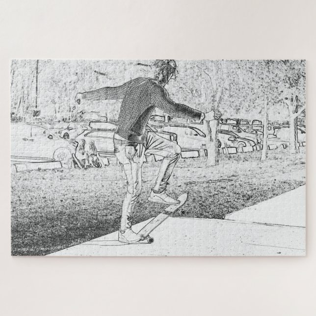 Skateboarding Trickster Sketch (Horizontal)