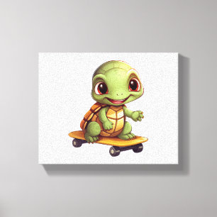 Skateboarding Turtle, Athletic Animal Design Leinwanddruck