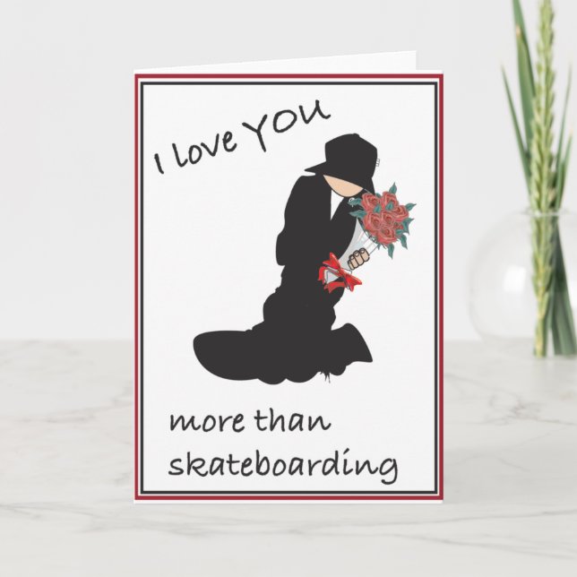 Skateboarding Valentine Feiertagskarte (Vorderseite)