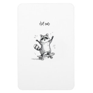 Skateboarding Waschbär – Süßer lustiger Skateboard Magnet