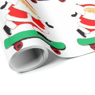 Skateboarding Weihnachtsmann Geschenkpapier